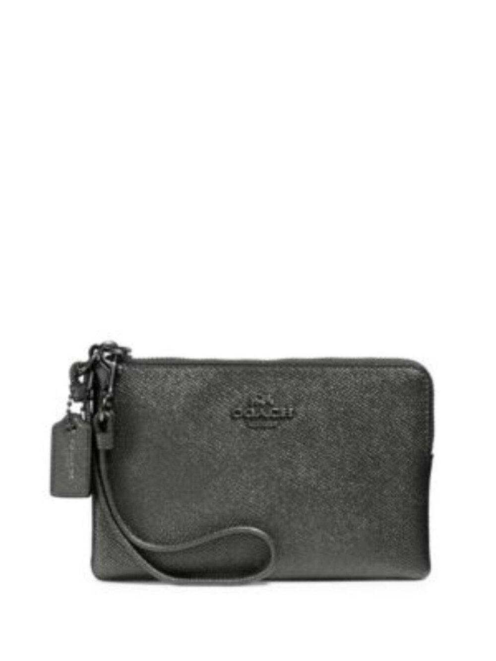 Coach Metallic Grey Leather Wristlet Like New